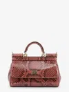 Dolce & Gabbana Sicily Shiny Python Mini Handbag In Brown