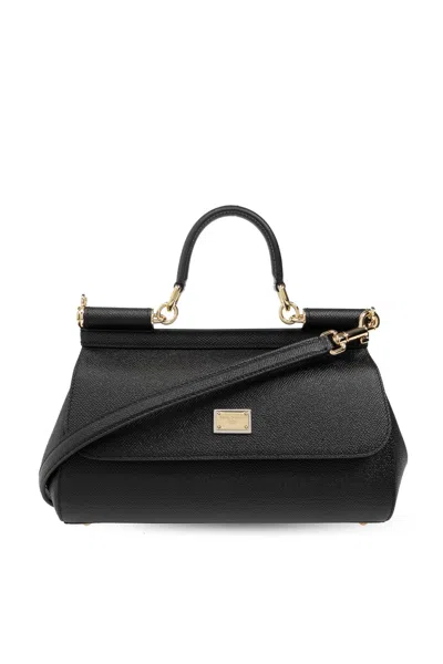 Dolce & Gabbana Sicily Shoulder Bag In Black
