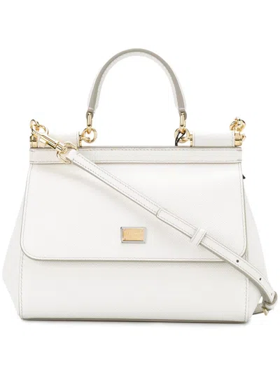 Dolce & Gabbana Sicily Small Bag Stampa Dauphine In White