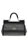 Dolce & Gabbana Embellished Fabric And Calf Small Sicily Handbag In Black