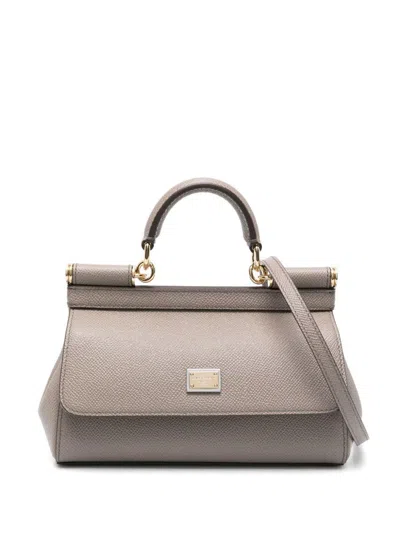 Dolce & Gabbana Sicily Small Leather Handbag In Gray
