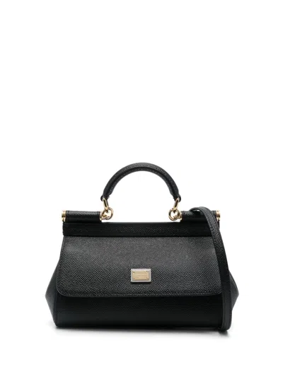 Dolce & Gabbana Sicily Small Leather Handbag In Black