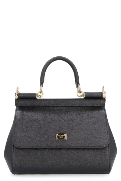 Dolce & Gabbana Sicily Small Leather Handbag In Black