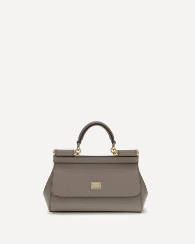 Dolce & Gabbana Sicily Small Leather Handbag In Gray