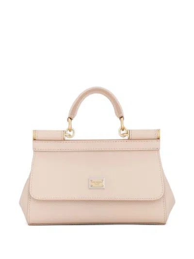 Dolce & Gabbana Sicily Small Leather Handbag In Neutral