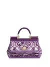 Dolce & Gabbana Women Sicily Small Leather Handbag In Purple
