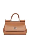 Dolce & Gabbana Dauphine Calf Leather Bag With Top Handle In Sand