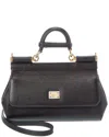 Dolce & Gabbana Sicily Small Leather Satchel In Black