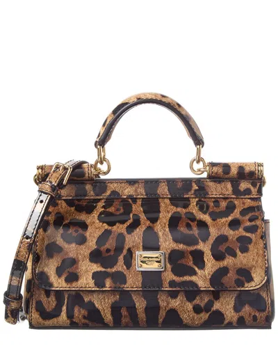 Dolce & Gabbana Sicily Small Leather Satchel In Brown