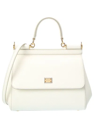 Dolce & Gabbana Sicily Small Leather Satchel In White