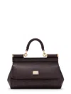 Dolce & Gabbana Sicily Small Leather Shoulder Bag In Brown