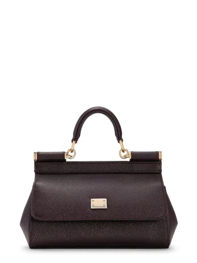 Dolce & Gabbana Sicily Small Leather Shoulder Bag In Brown