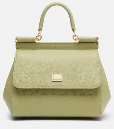 Dolce & Gabbana Small Sicily Handbag In Dauphine Calfskin In Green