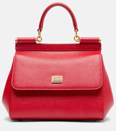 Dolce & Gabbana Sicily Small Leather Tote Bag In Red