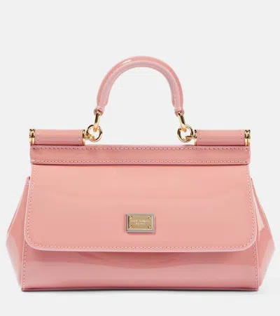 Dolce & Gabbana Sicily Small Patent Leather Tote Bag In Pink