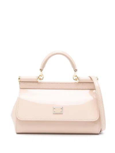 Dolce & Gabbana Sicily Small Shiny Leather Handbag In Pink