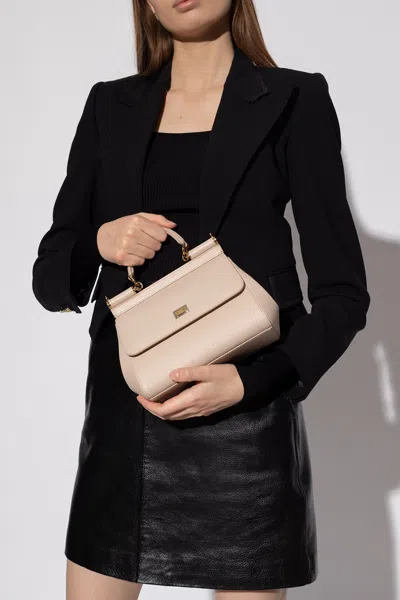 Dolce & Gabbana Small Dauphine Calfskin Sicily Bag In Cream