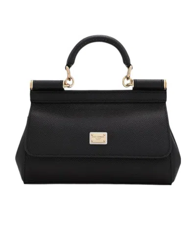 Dolce & Gabbana Women Sicily Small Leather Handbag In Black