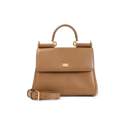 Dolce & Gabbana Sicily Soft Calf Leather Handbag Women In Brown