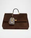 Dolce & Gabbana My Suede Tote Bag Decorated With A Sicily Padlock In Brown