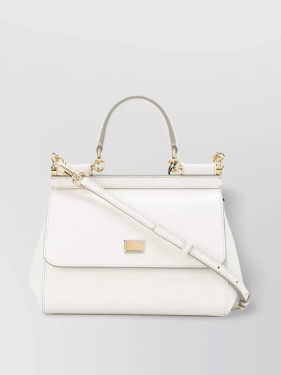 Dolce & Gabbana Versatile Structured Shoulder Bag With Adjustable Strap In White