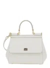 Dolce & Gabbana 'sicily White Black Handbag With Adjustable And Removable Shoulder Strap And Logo Plaque On The Fron In White