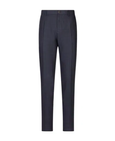 Dolce & Gabbana Linen Pants In Navy Blue