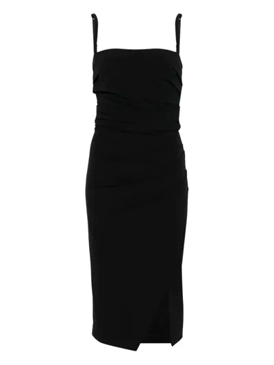 Dolce & Gabbana Side-split Draped Midi Dress In Black