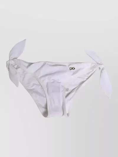 Dolce & Gabbana Side Tie Logo Bikini Bottom Underwear In White
