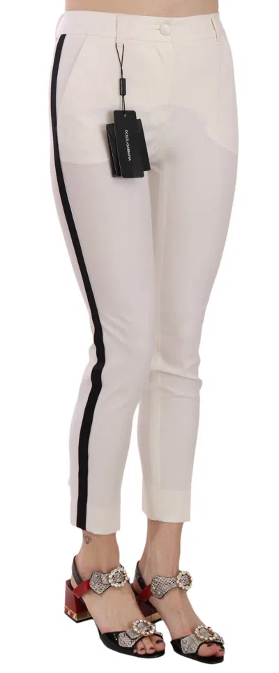 Dolce & Gabbana Side-striped Virgin Wool Trousers In White