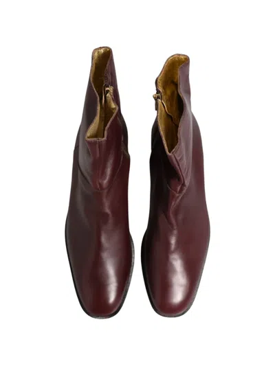 Dolce & Gabbana Side-zip Leather Ankle Boots In Burgundy