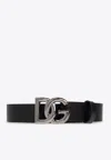 Dolce & Gabbana Men Dg Logo Leather Belt In Black