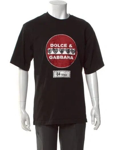 Pre-owned Dolce & Gabbana Signature Logo Graphic Print T-shirt In Black