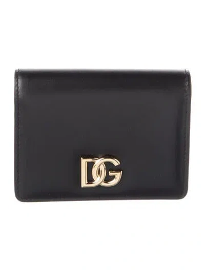Pre-owned Dolce & Gabbana Signature Logo Leather Wallet In Black