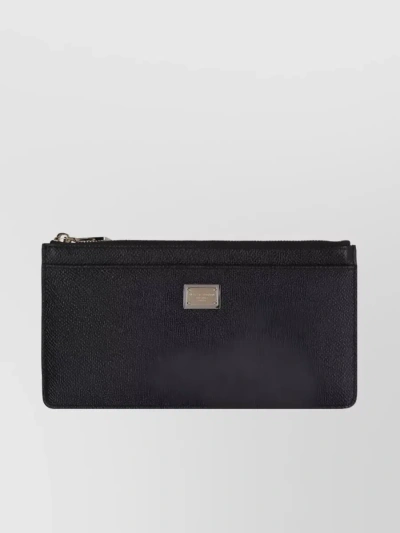 Dolce & Gabbana Signature Logo Leather Wallet In Black