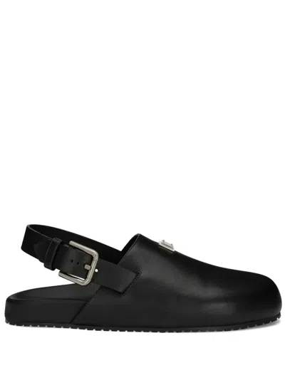 Dolce & Gabbana Signature Logo Sandals With Rubber Sole In Black