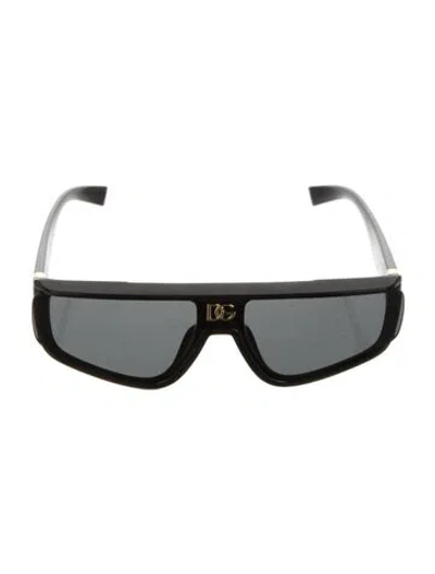 Pre-owned Dolce & Gabbana Signature Logo Shield Sunglasses In Black