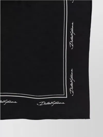 Dolce & Gabbana Signature Square Scarf In Lightweight Fabric In Black