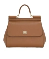 Dolce & Gabbana Large Sicily Top Handle Bag In Dauphine Leather In Brown