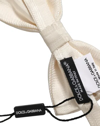 Dolce & Gabbana Silk Adjustable Bow Tie In Neutral