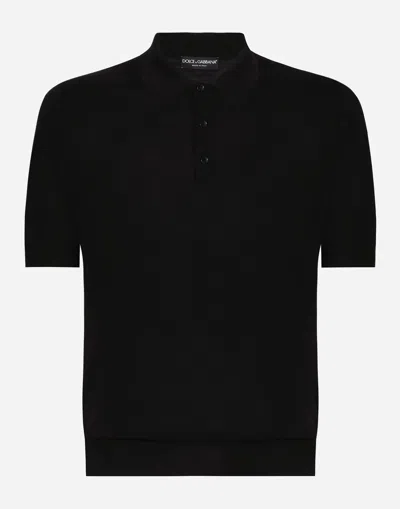 Dolce & Gabbana Silk And Cashmere Polo-shirt In Black