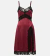 Dolce & Gabbana Silk Satin Slip Dress With Lace Trims In Red