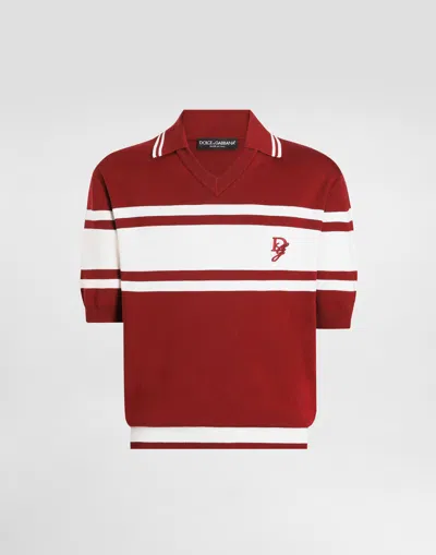 DOLCE & GABBANA SILK AND COTTON POLO-SHIRT WITH LOGO EMBROIDERY