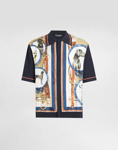 Dolce & Gabbana Silk And Cotton Shirt With Dog Print