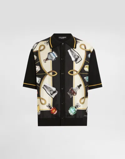 Dolce & Gabbana Silk And Cotton Shirt With Perfume Print