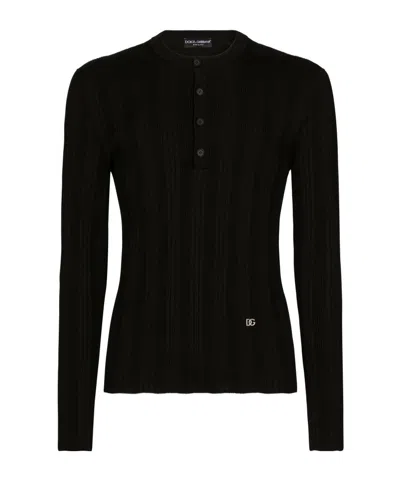 Dolce & Gabbana Silk And Cotton Sweater In Black