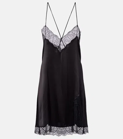 Dolce & Gabbana Silk And Cotton-blend Satin Slip Dress In Black