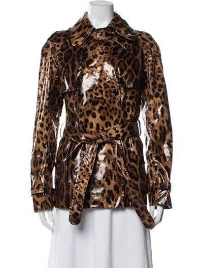 Pre-owned Dolce & Gabbana Silk Animal Print Blazer In Brown