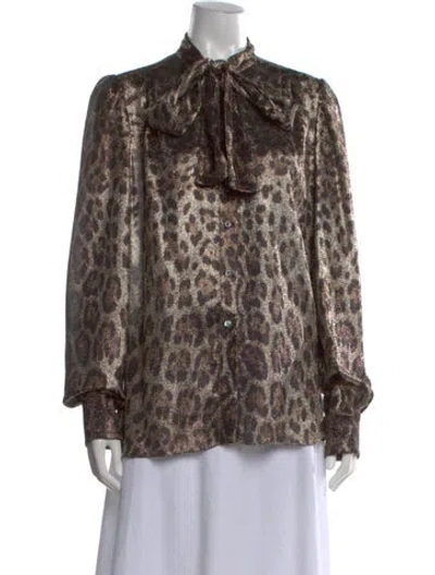 Pre-owned Dolce & Gabbana Silk Animal Print Blouse
