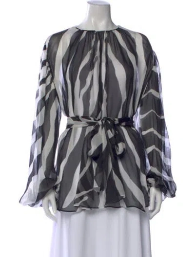 Pre-owned Dolce & Gabbana Silk Animal Print Blouse In Black